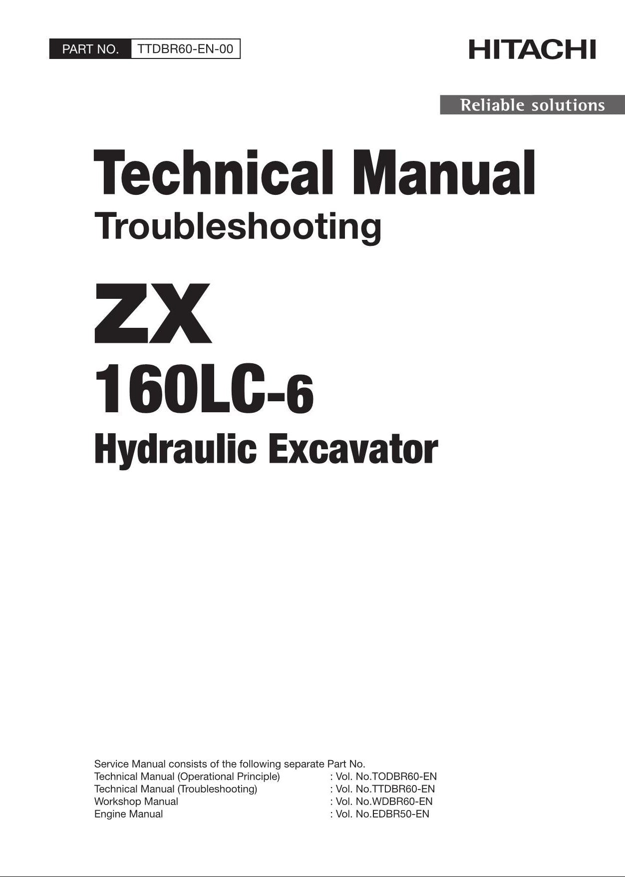 HITACHI ZAXIS ZX160LC-6 Excavator Troubleshooting +Schematic Workshop Manual