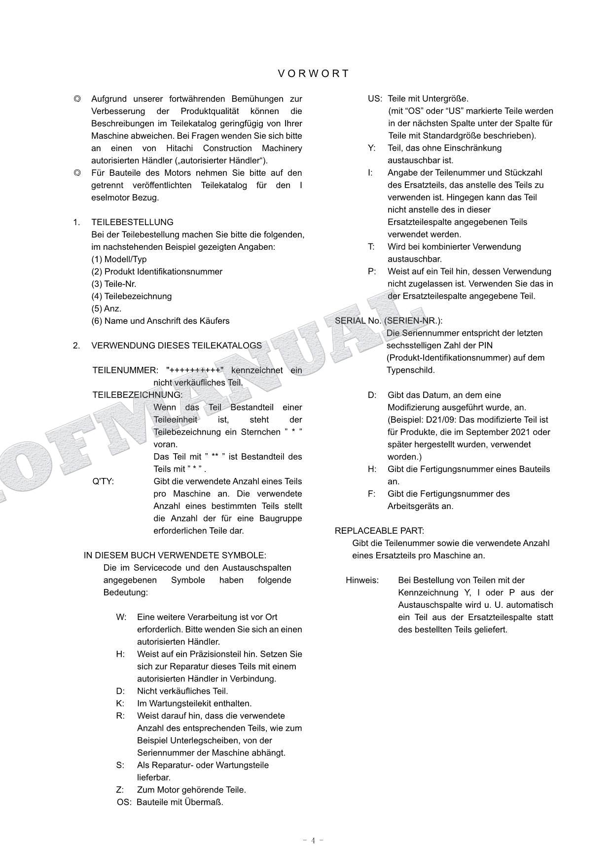 HITACHI ZAXIS ZX190LC-7H NA Spec Excavator Parts Catalog Manual SN 000003-