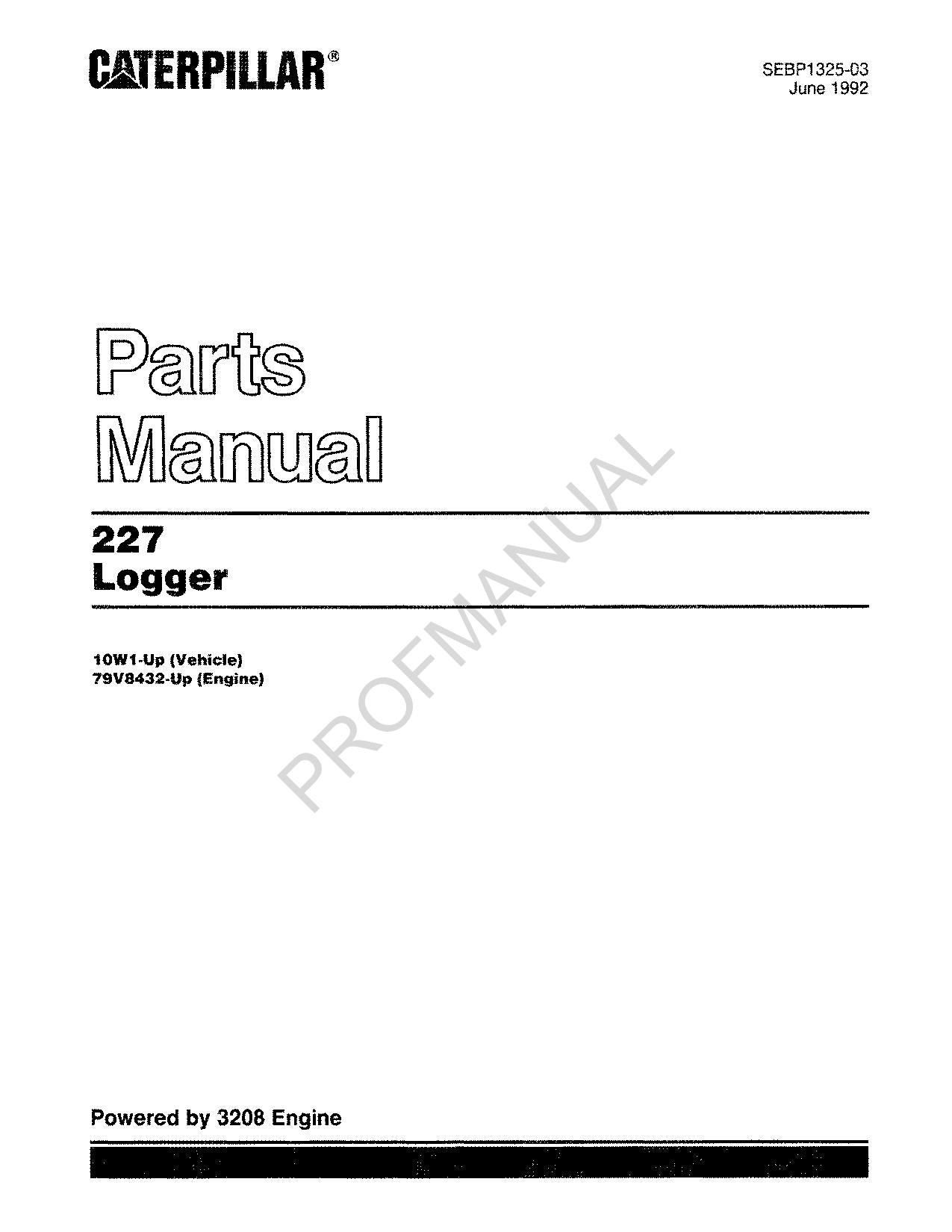Manual del catálogo de piezas del leñador Caterpillar 227