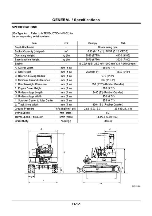 Hitachi EX40U EX50U Excavator Technical Workshop Service Manual + SCHEMATIC