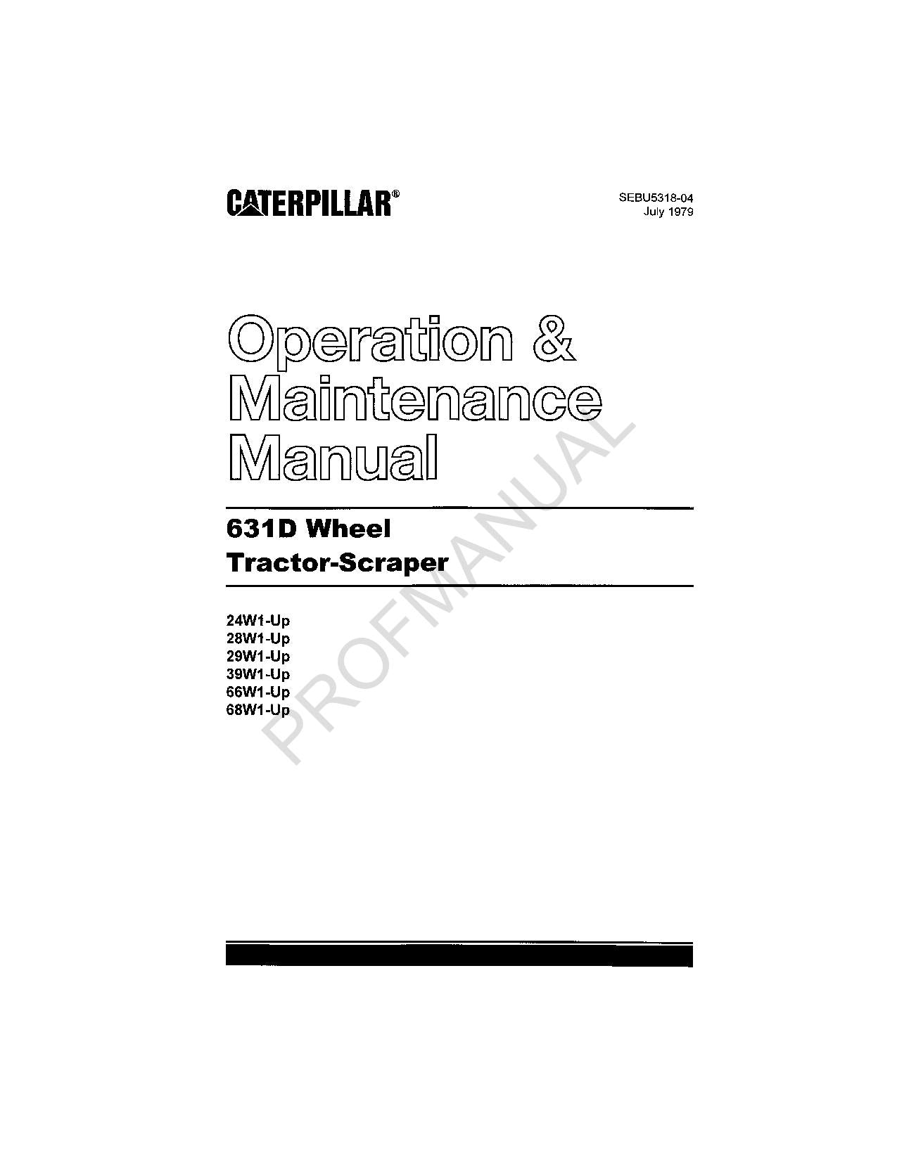 Manual de mantenimiento del operador de mototraílla Caterpillar 631D SEBU5318