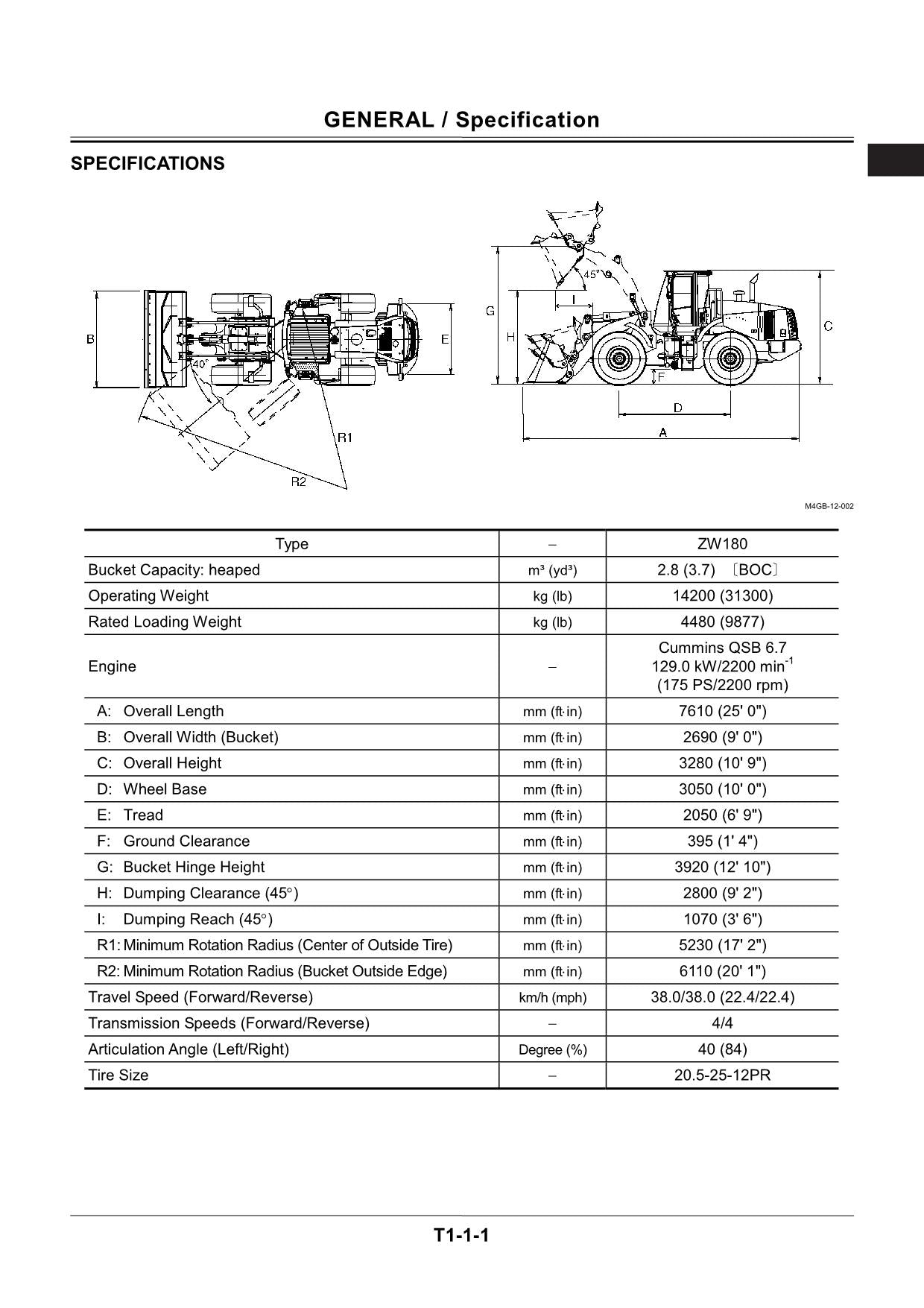 Hitachi ZW180 Wheel Loader Technical Manual Operational Principle