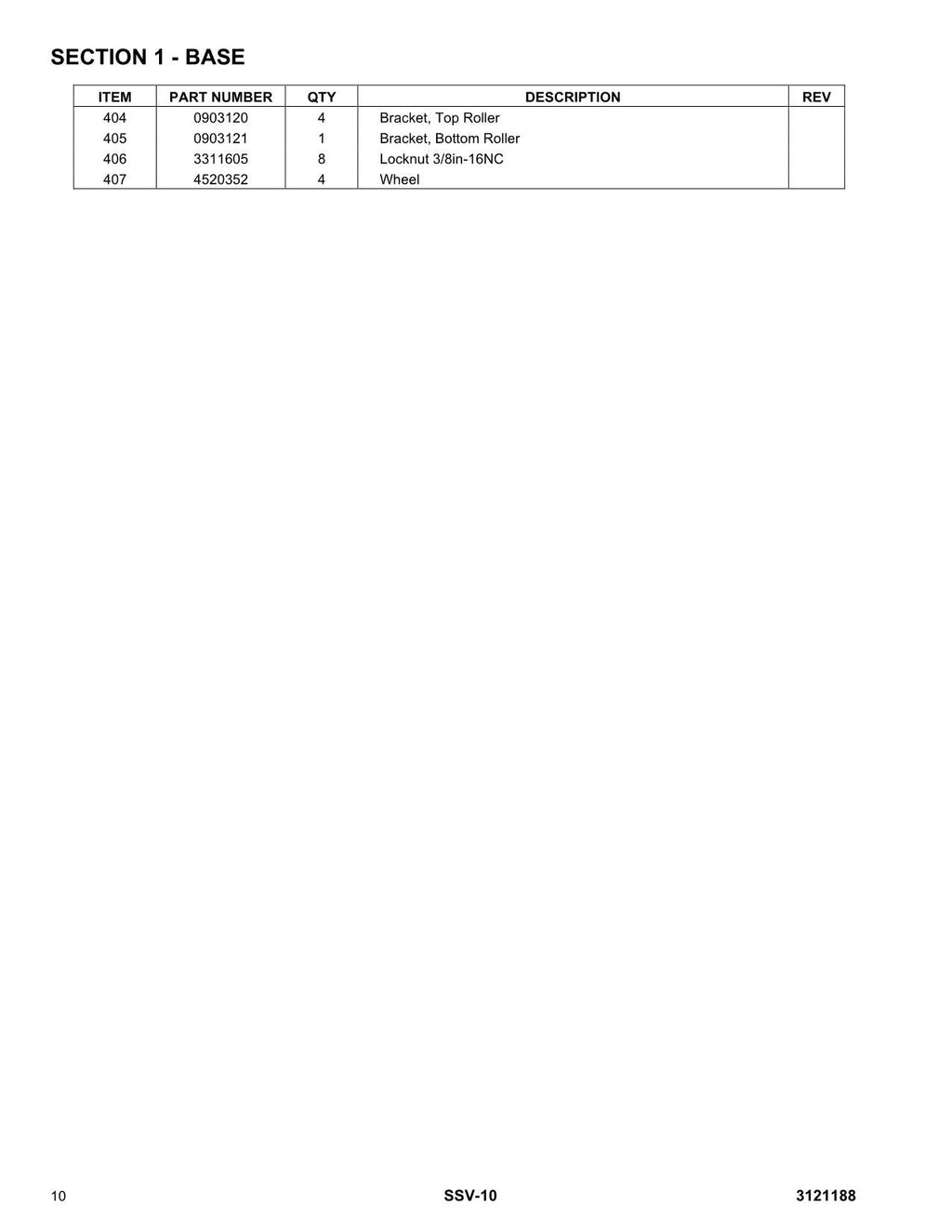 JLG SSV-10 Vertical Mast Parts Catalog Manual