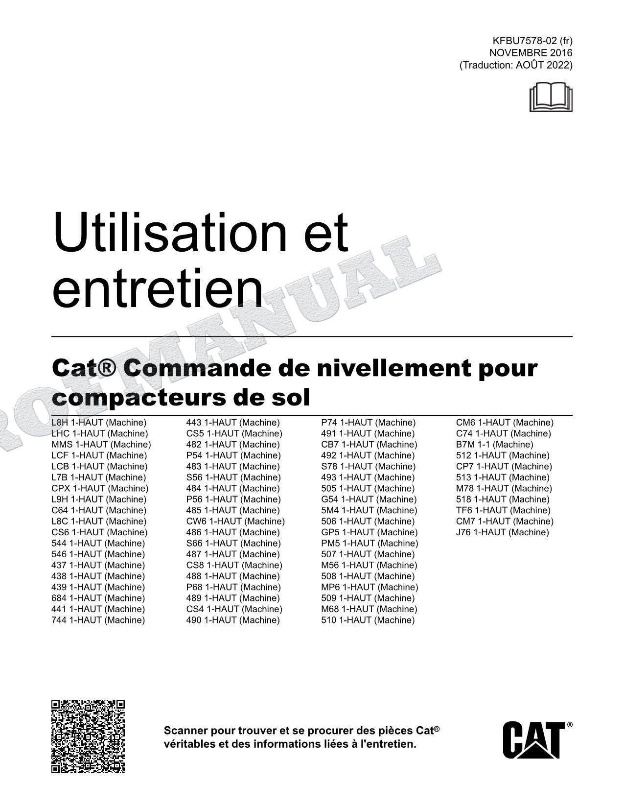 Caterpillar Grade Control Compacteur Manuel D'Opération Et D'Entretien Français