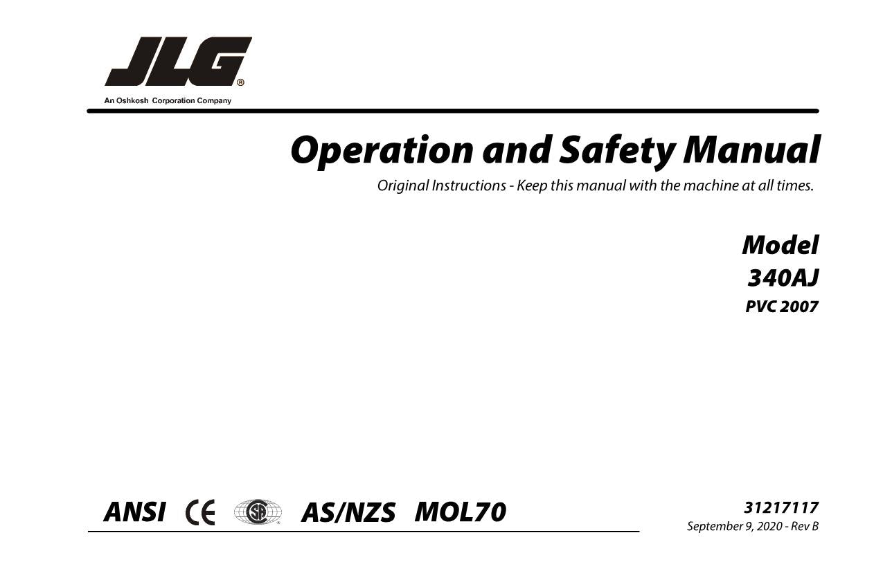 Manual del operador de mantenimiento y operación de la plataforma elevadora JLG 340AJ 31217117