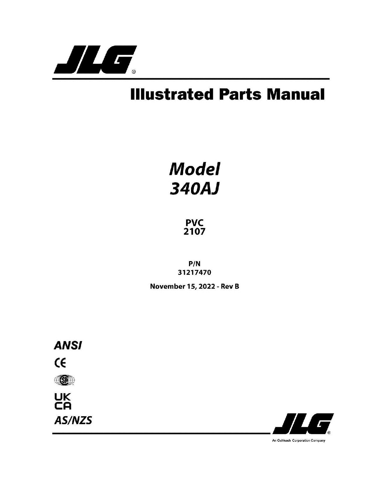Manual del catálogo de piezas del elevador de pluma JLG 340AJ 31217470