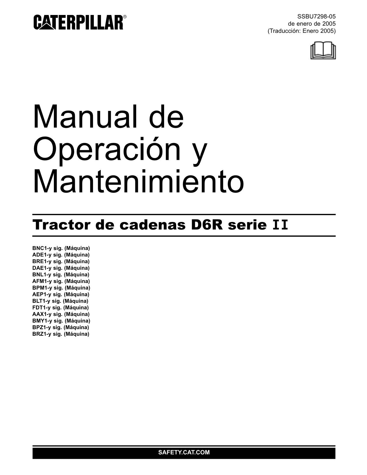 Caterpillar D6R Serie II Tractor de Cadenas Manual de Operación SSBU7298 Español