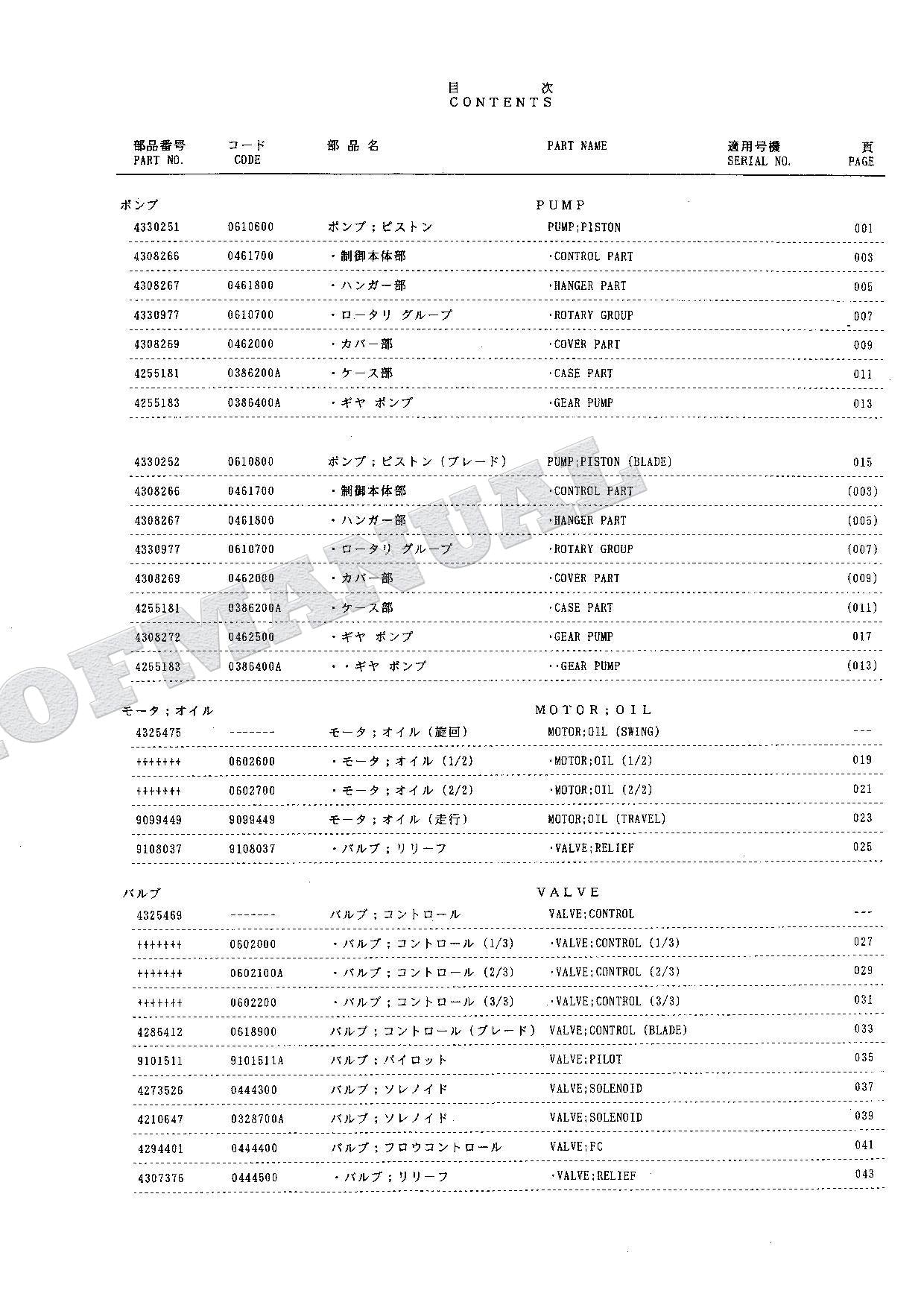 HITACHI EX60LCK-3 Equipment Component Excavator Parts Catalog Manual