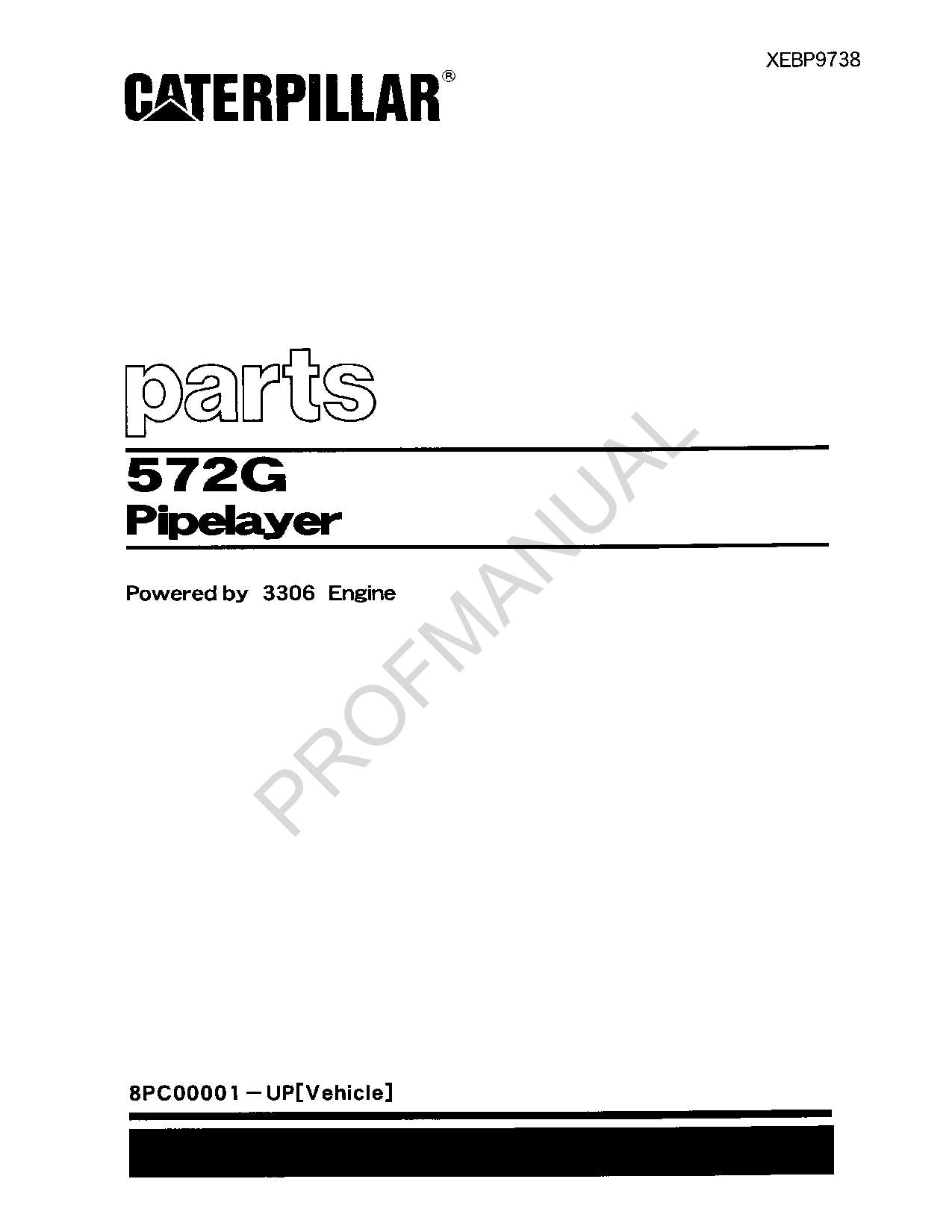 Caterpillar 572G Pipelayer Parts Catalog Manual