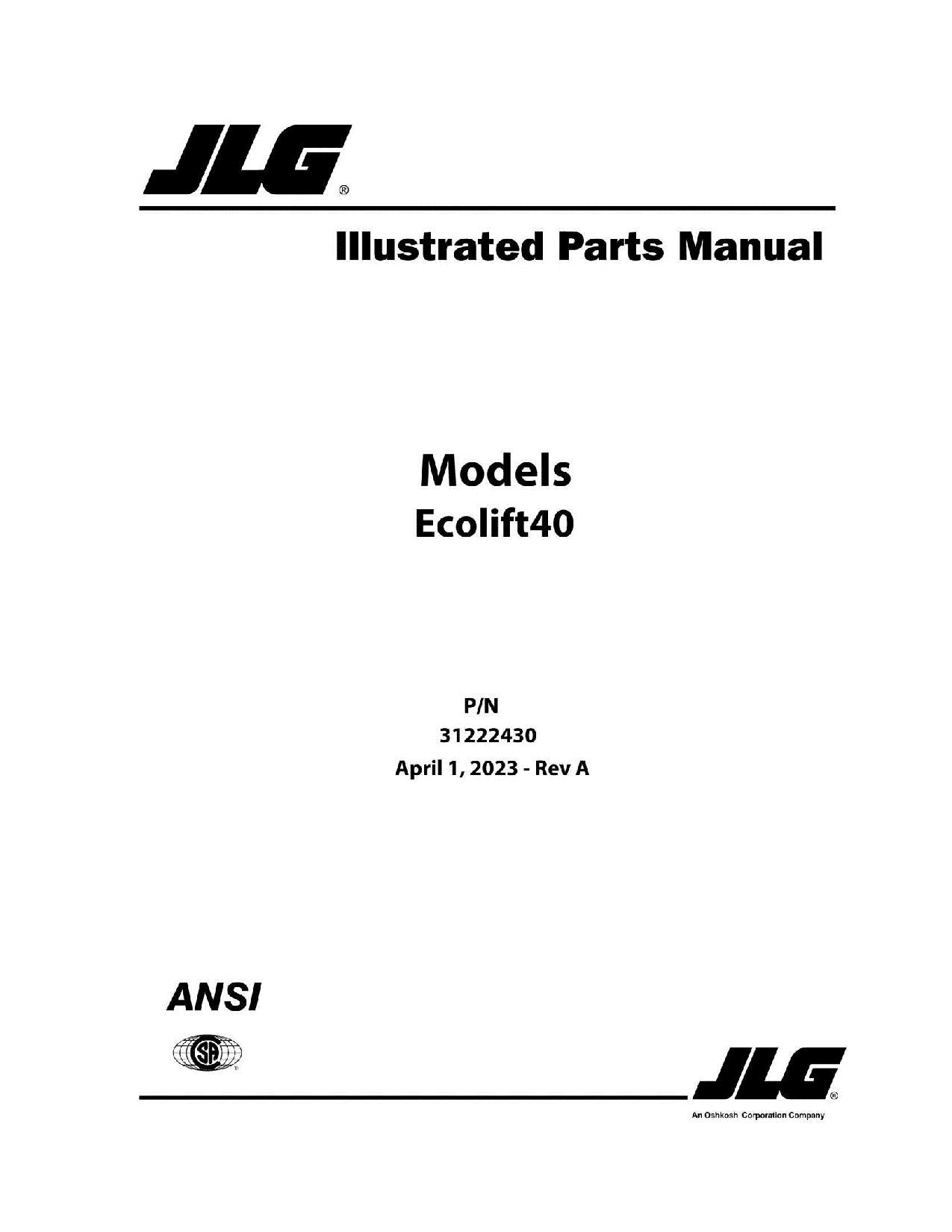 Manual del catálogo de piezas del mástil vertical JLG Ecolift 40