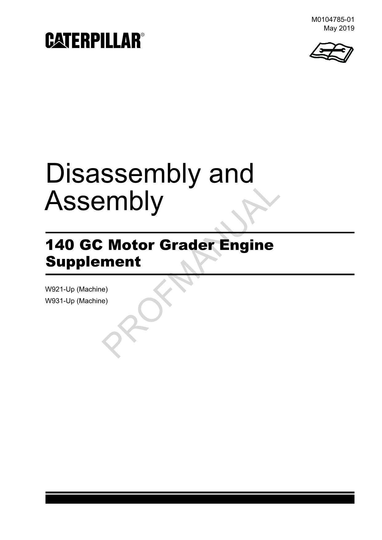Manual de servicio de desmontaje y montaje de los suministros del motor de la motoniveladora Caterpillar 140 GC