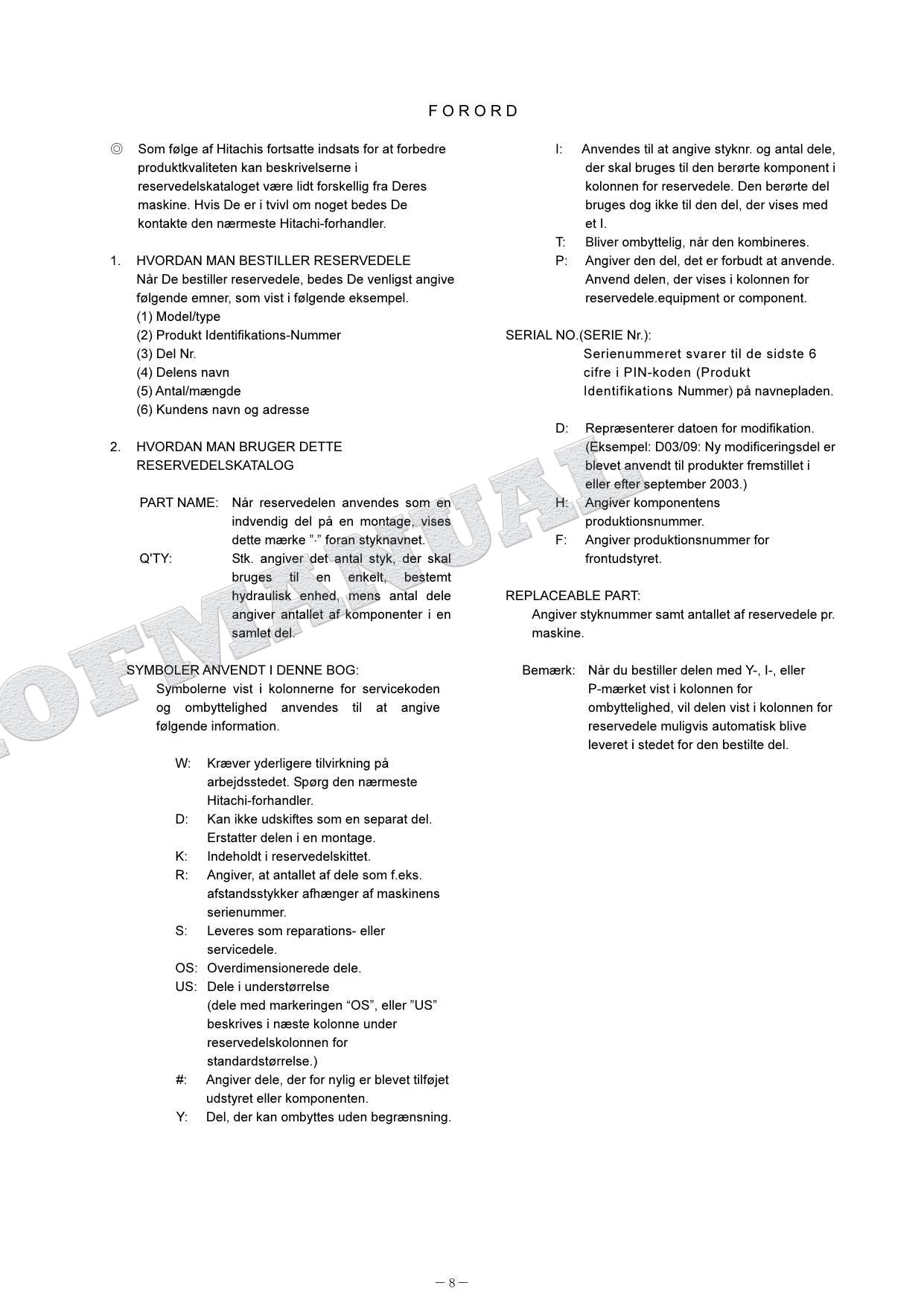 HITACHI ZAXIS ZX65USB-3F Excavator Parts Catalog Manual P1YR-E1-1
