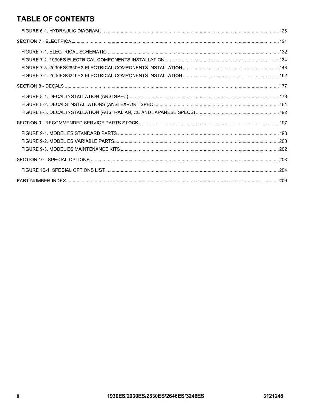 JLG 1930ES 2030ES 2630ES 2646ES 3246ES Scissor Lift Parts Catalog Manual 3121248
