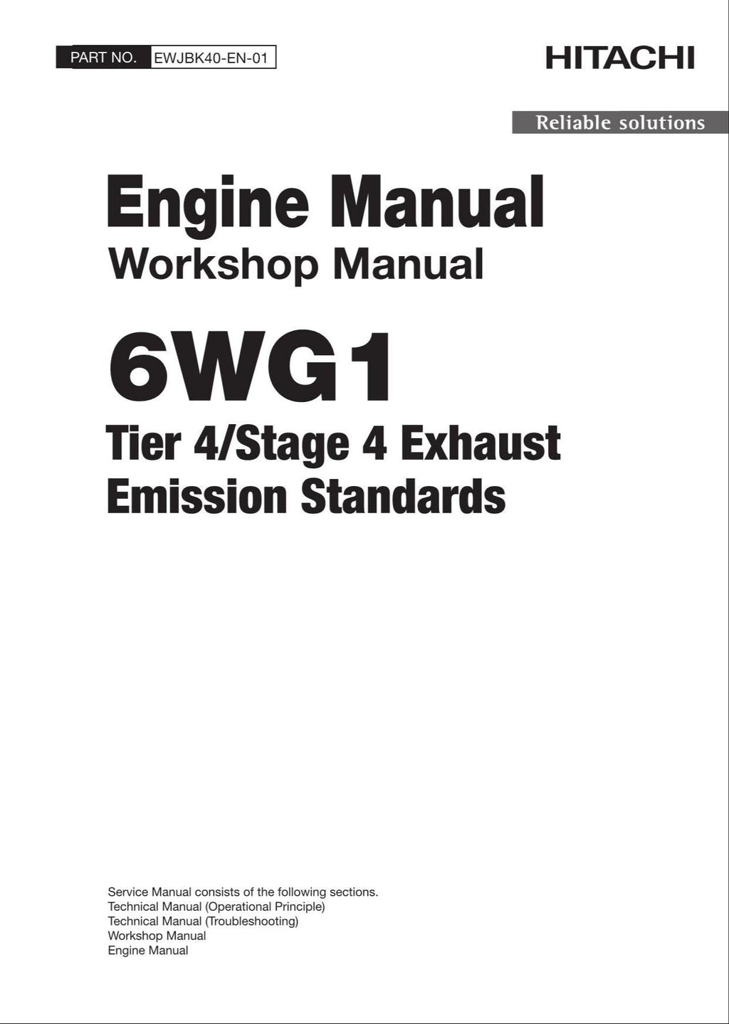 Hitachi 6WG1 Wheel Loader Engine Manual Workshop Manual