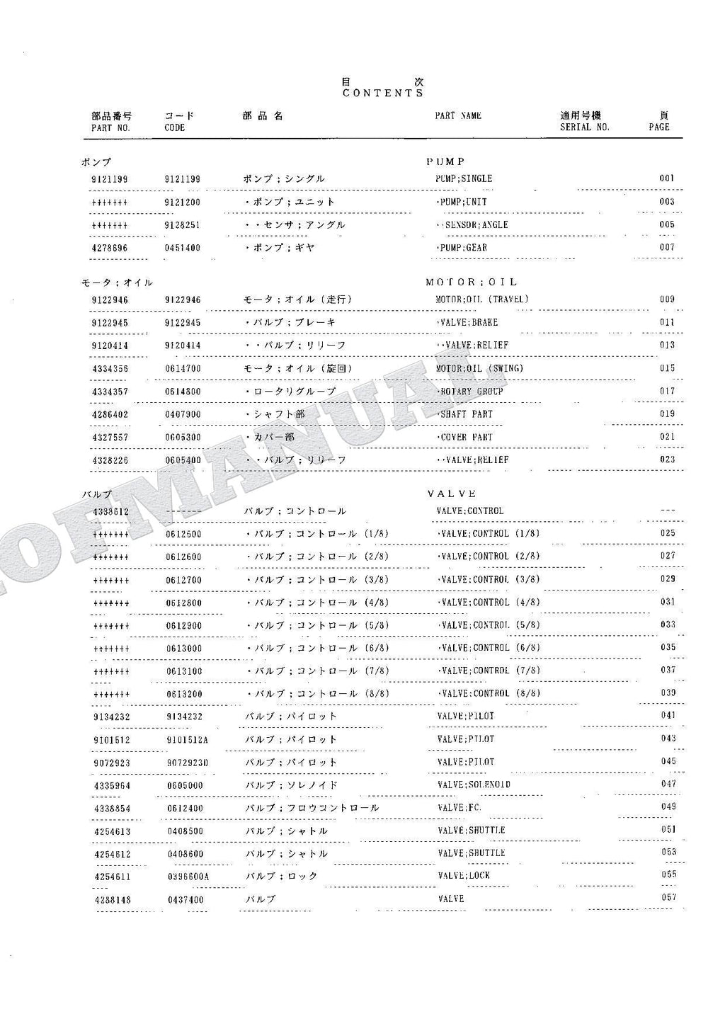 HITACHI EX120K-3 Equipment Component Excavator Parts Catalog Manual