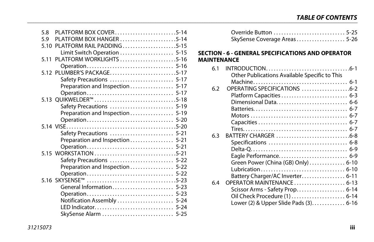 JLG 1930ES 2032ES 2632ES 2646ES 3246ES Scissor Lift Operators Manual 31215073