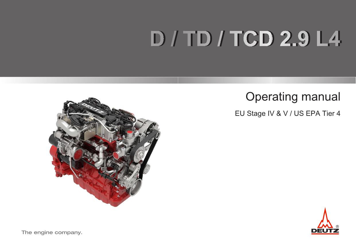 Deutz Hitachi D TD TCD 2.9 L4 Wheel Loader Operating Manual