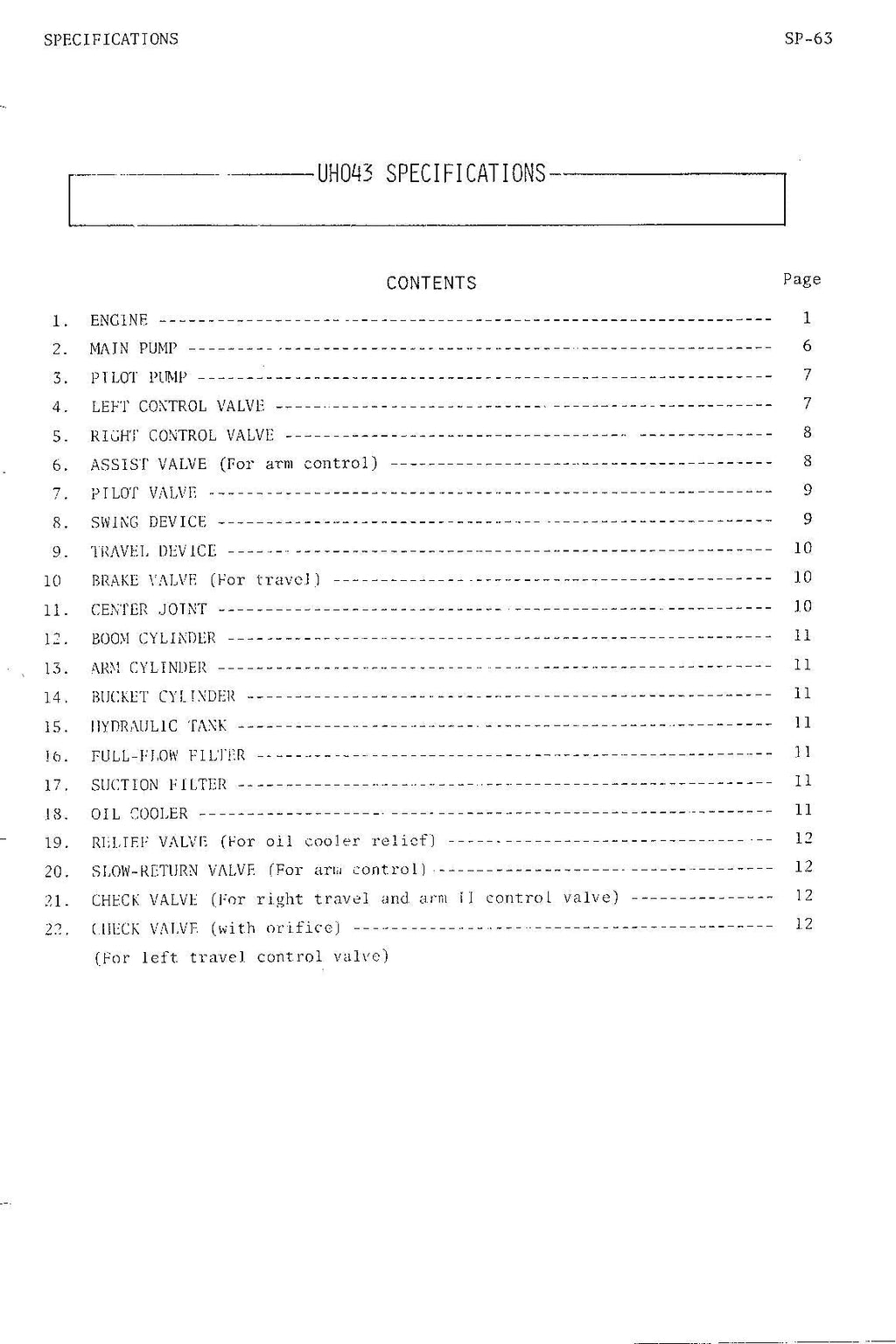 HITACHI UH043 Excavator Service Manual