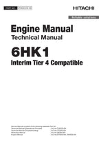 Hitachi 6HK1 Interim Tier 4 Engine FULL Service Technical manual