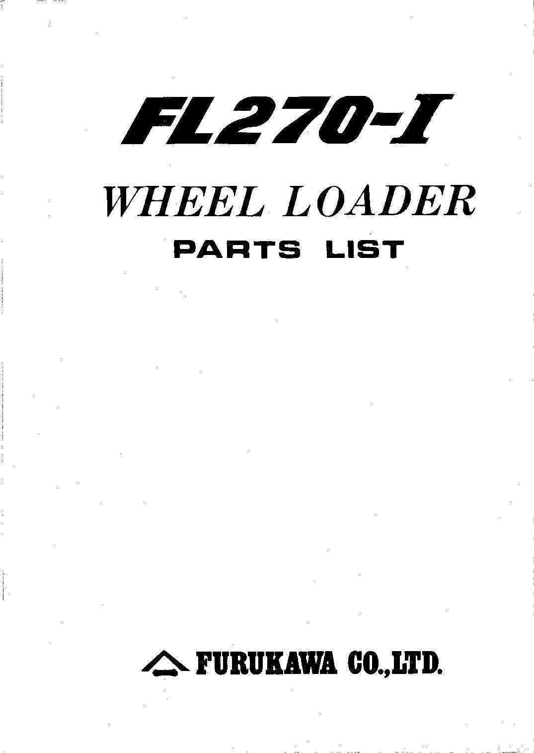 Hitachi FL270-1 Wheel Loader Parts Catalog Manual SN all