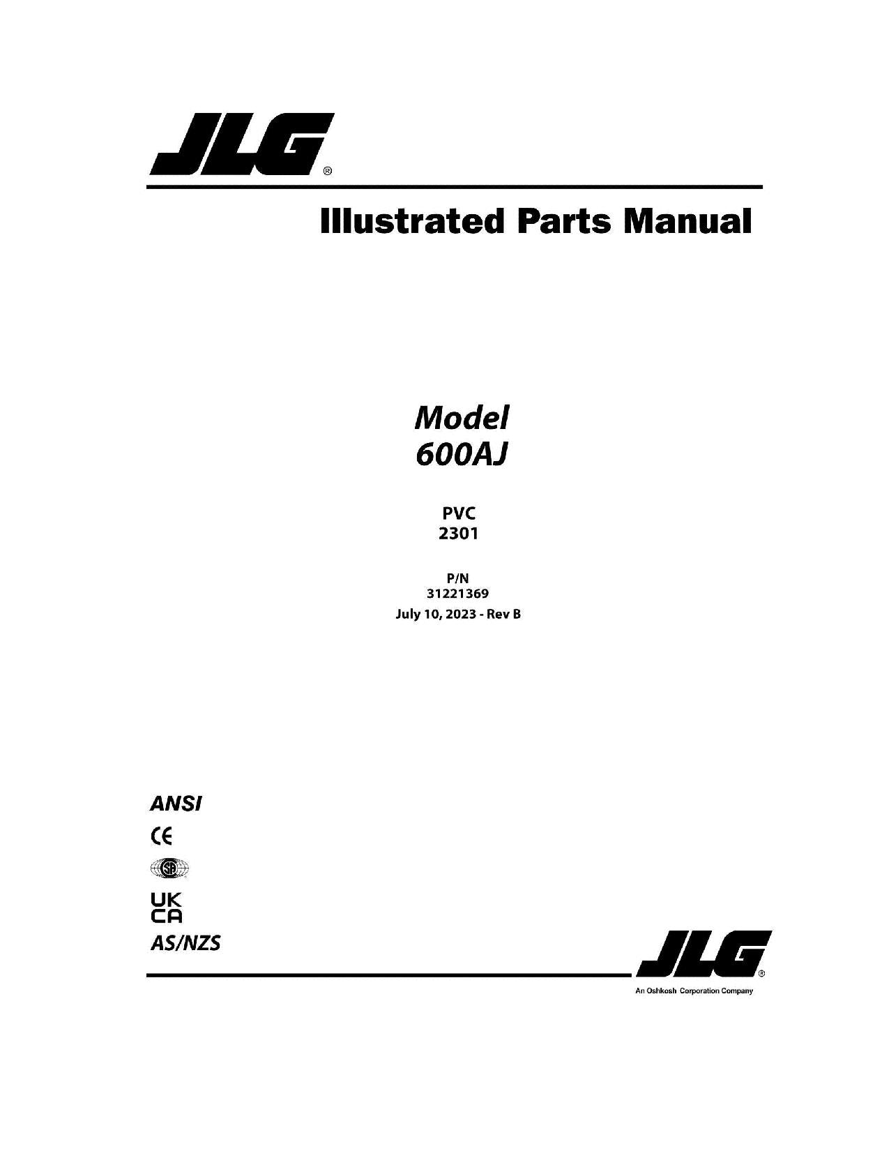 Manual del catálogo de piezas del elevador de pluma JLG 600AJ 31221369
