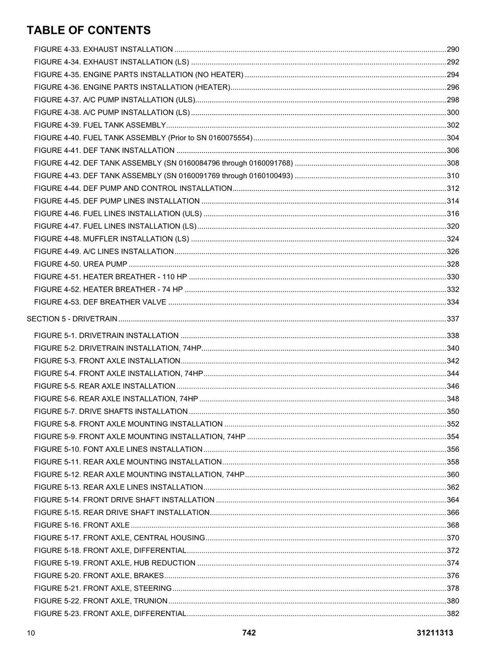 JLG 742 Telehandler Parts Catalog Manual Prior to 0160100493