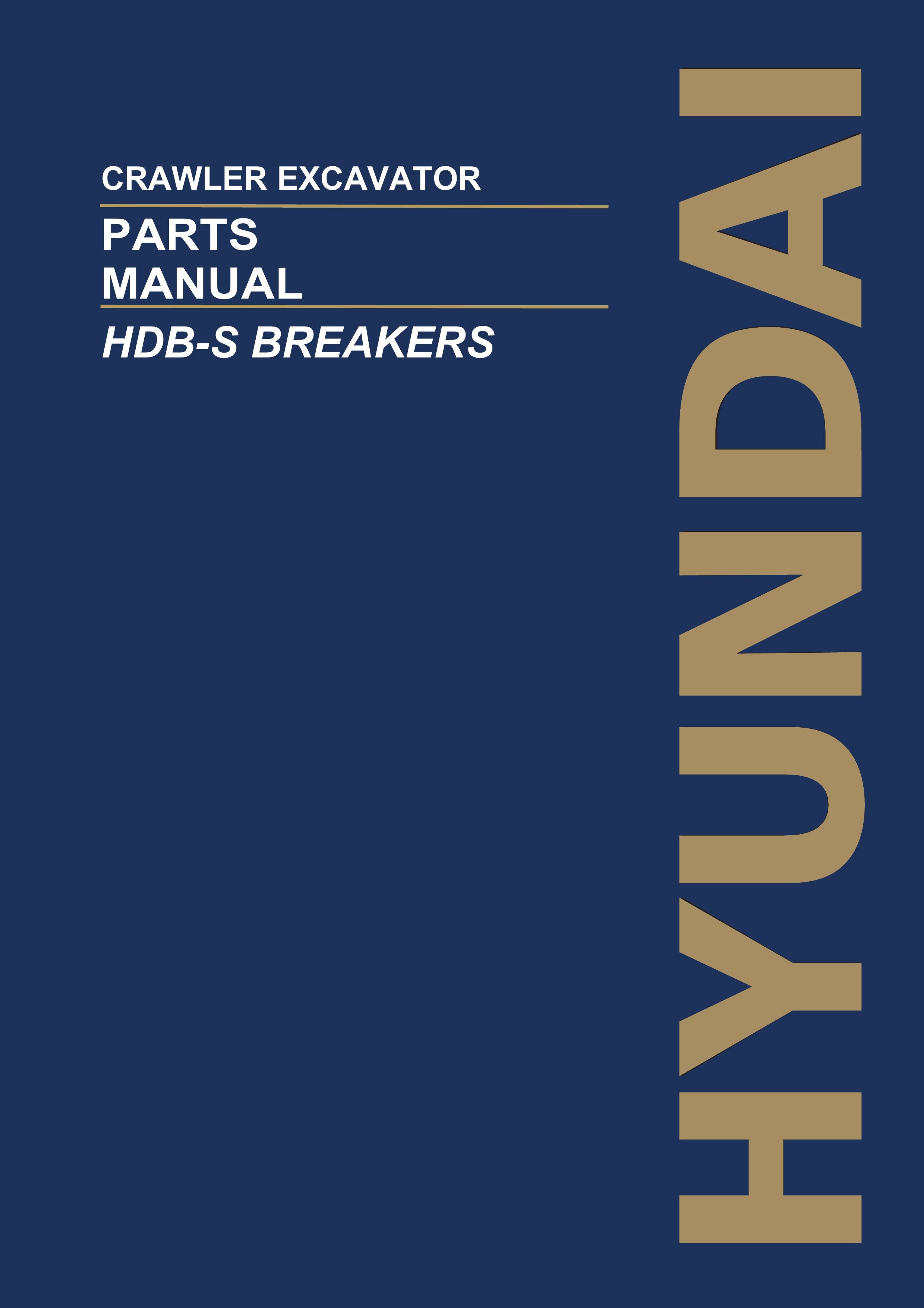 Hyundai HDB-S BREAKERS Crawler Excavator Parts Catalog Manual