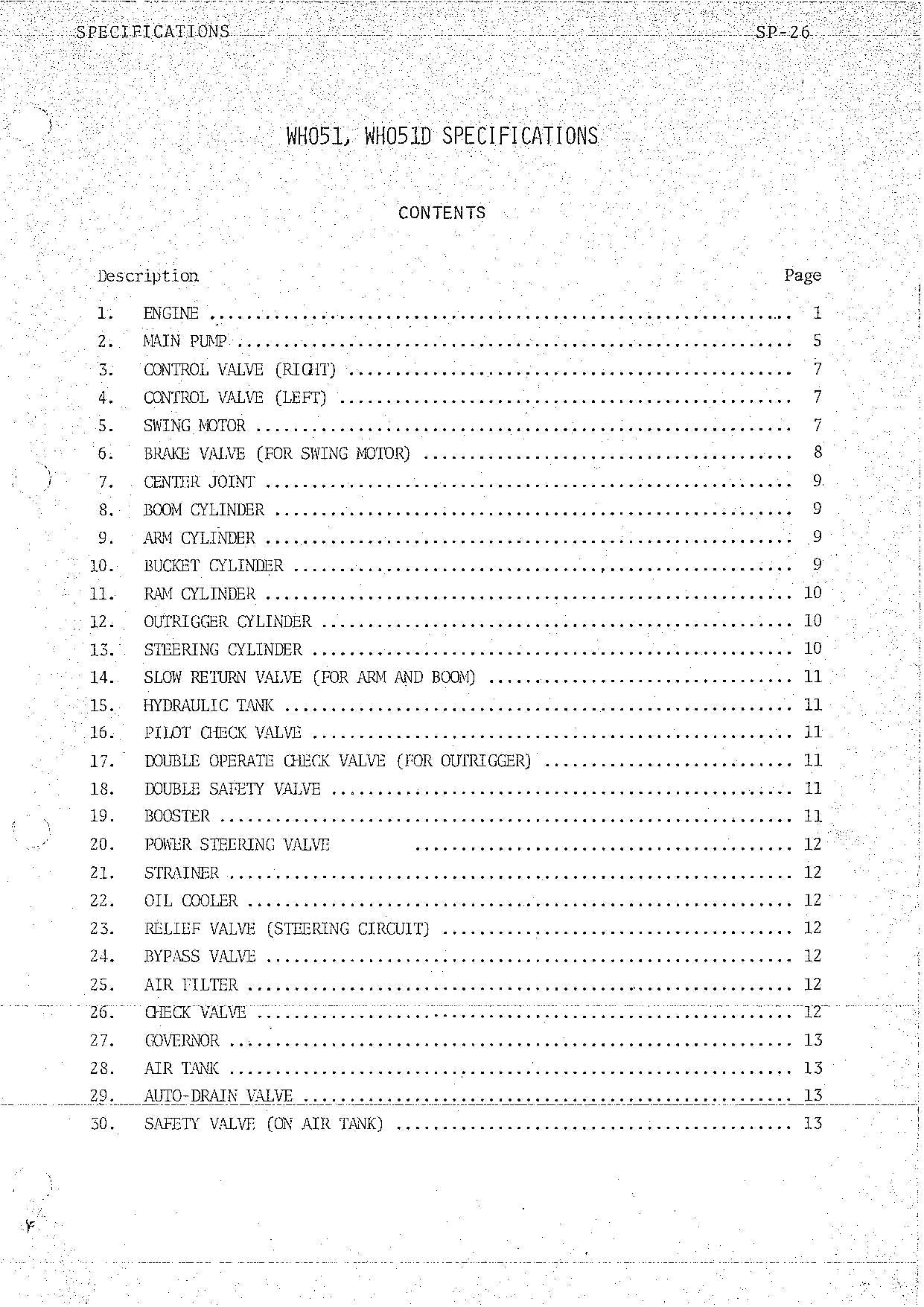HITACHI WH051 Excavator Service Manual
