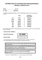 Liebherr R964 B Litronic Excavator Operators manual serial 9042