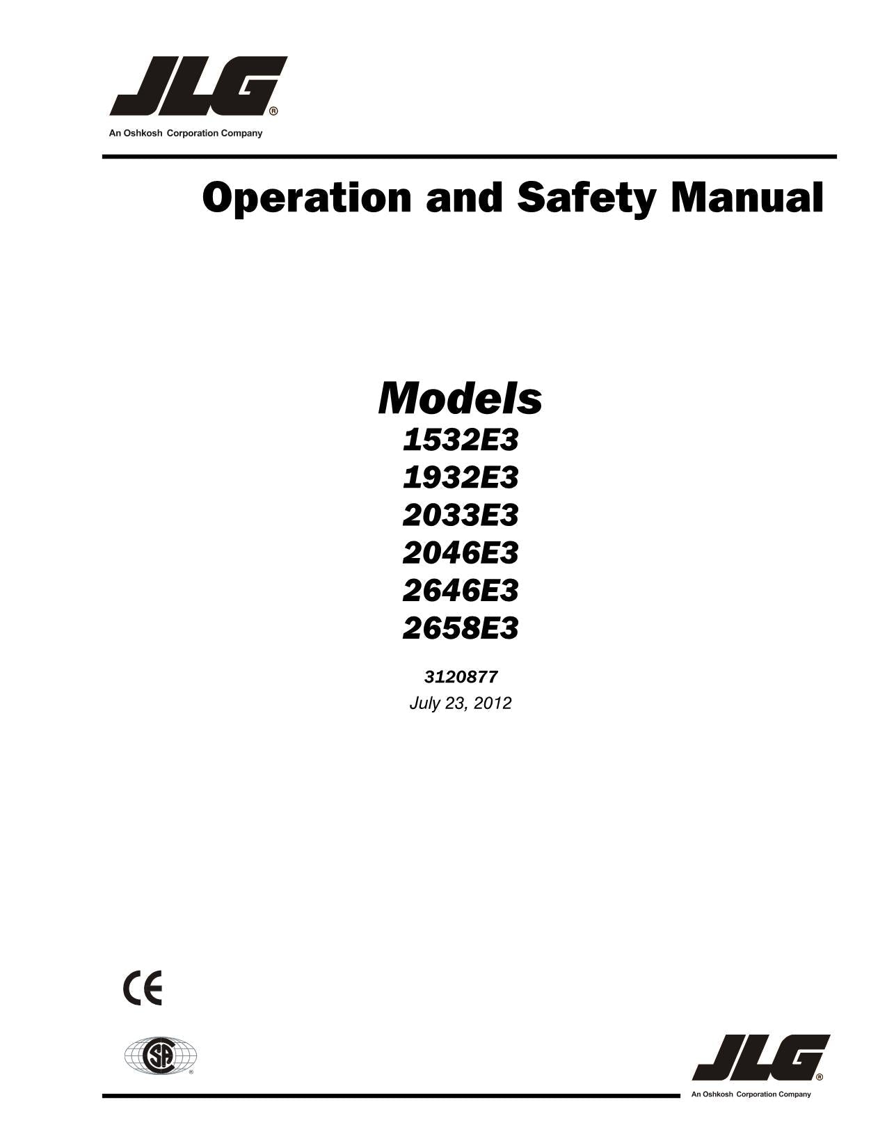 Manual del operador del elevador JLG 1532E3 1932E3 2033E3 2046E3 2646E3 2658E3 3120877