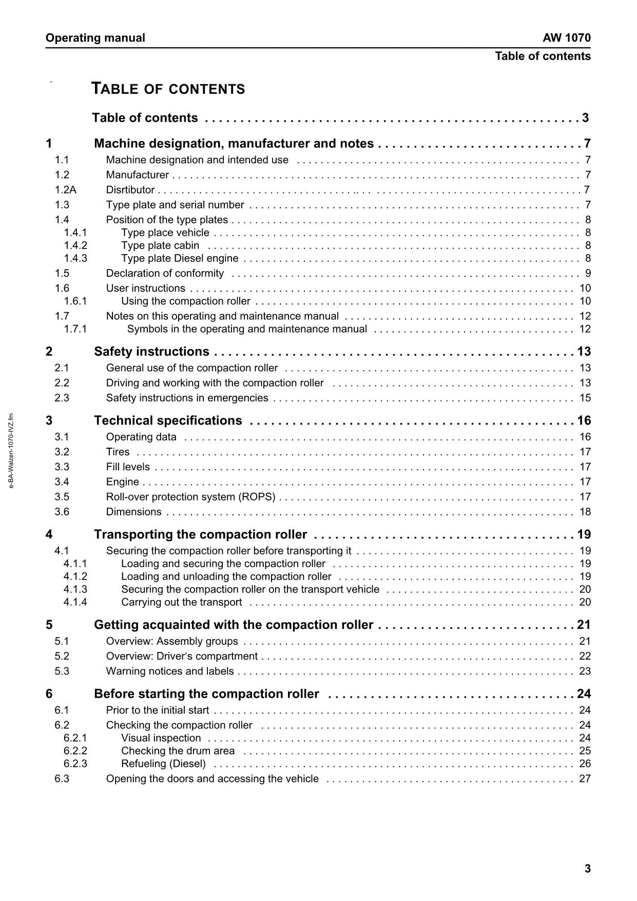 Hyundai HR70C-9 TIER3 ROAD ROLLER Operators Maintenance Manual