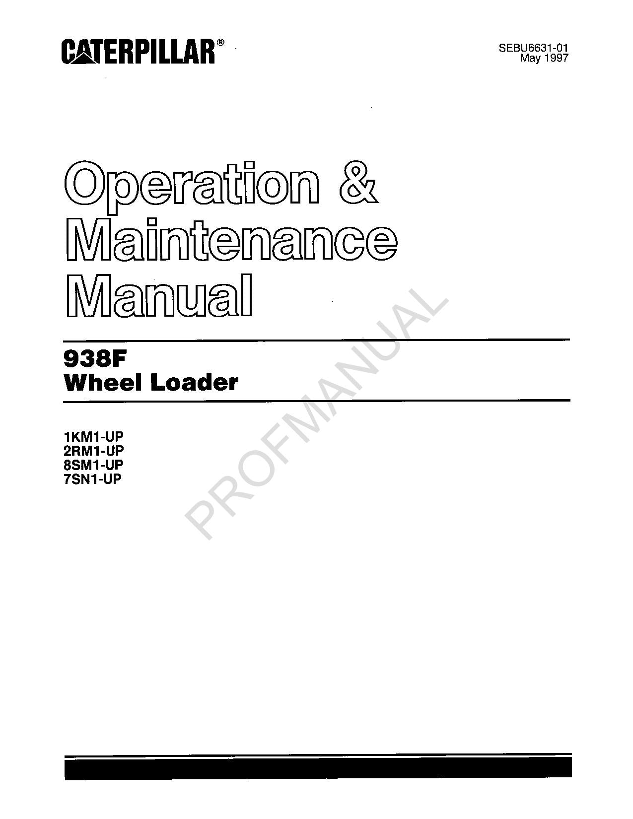 Manual de mantenimiento del operador de la cargadora de ruedas Caterpillar 938F