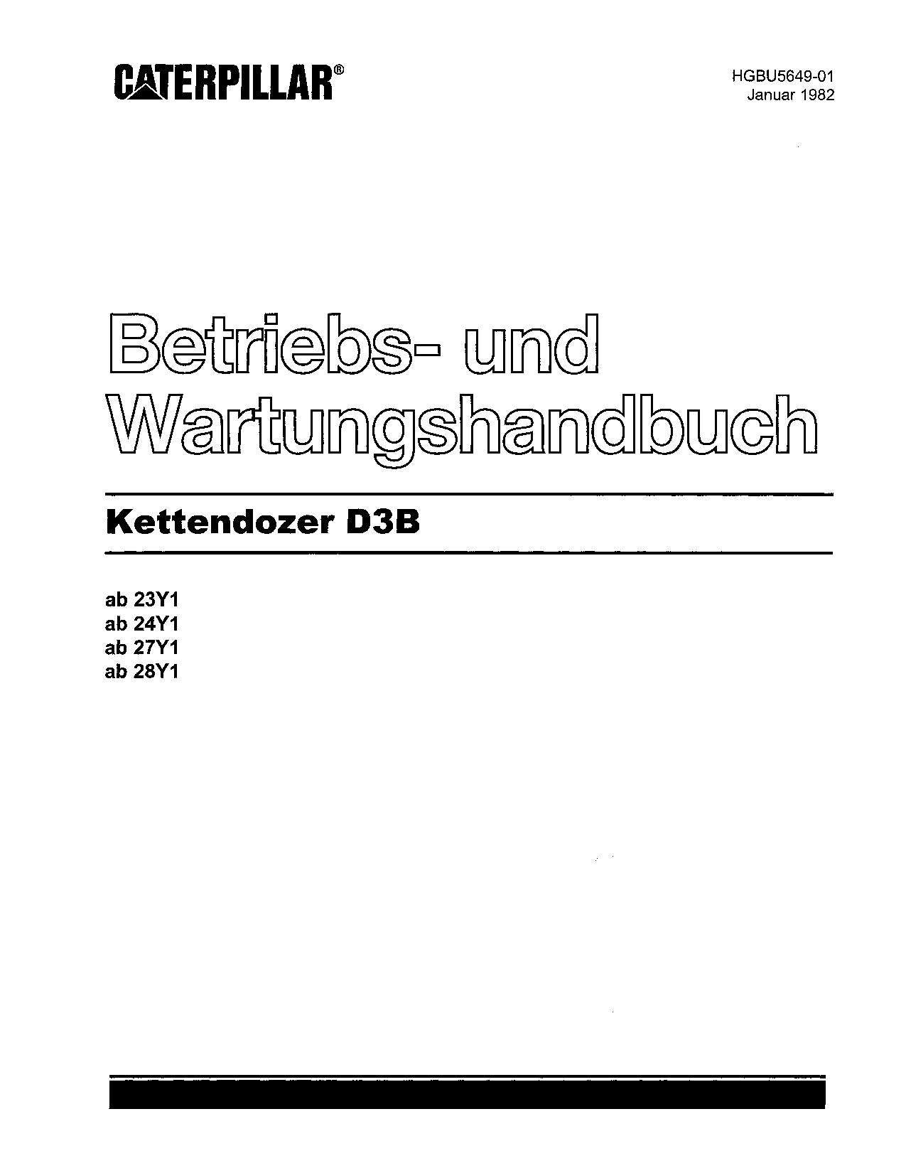 Caterpillar D3B Bulldozer Betriebsanleitung Wartungshandbuch