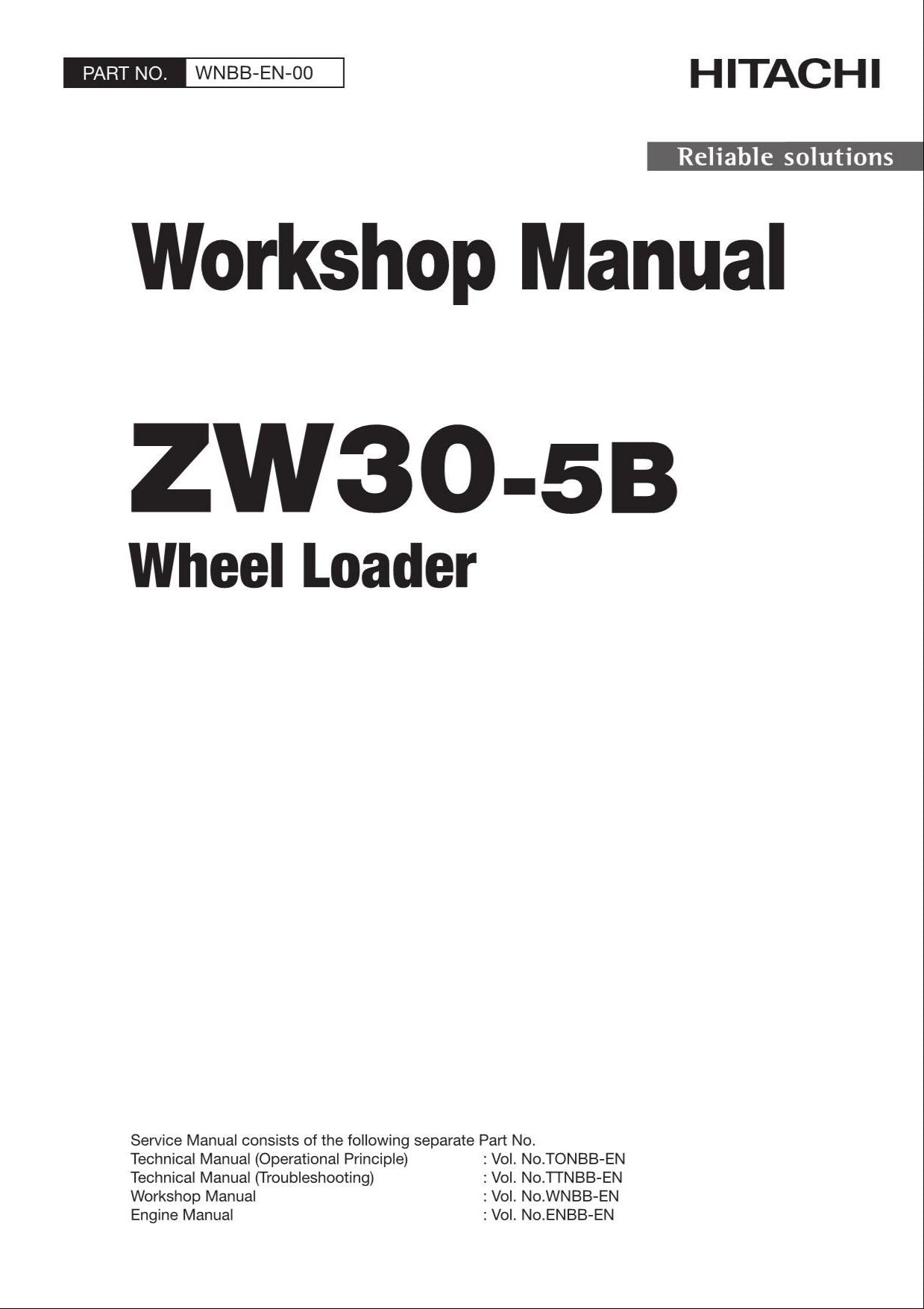 Hitachi ZW30-5B Wheel Loader Workshop Manual