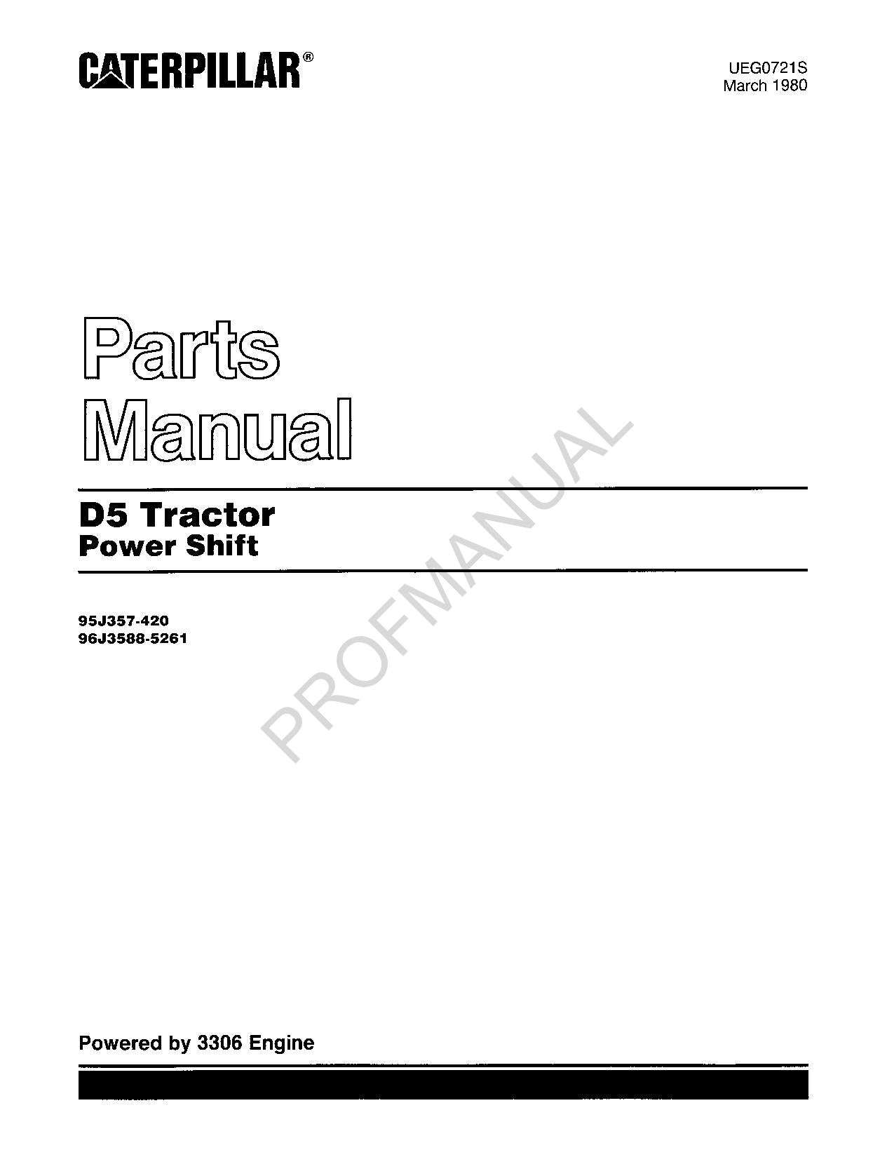 Catálogo de piezas de transmisión asistida para tractor Caterpillar D5 Manual de servicio 96J3588-Up 95J357-Up