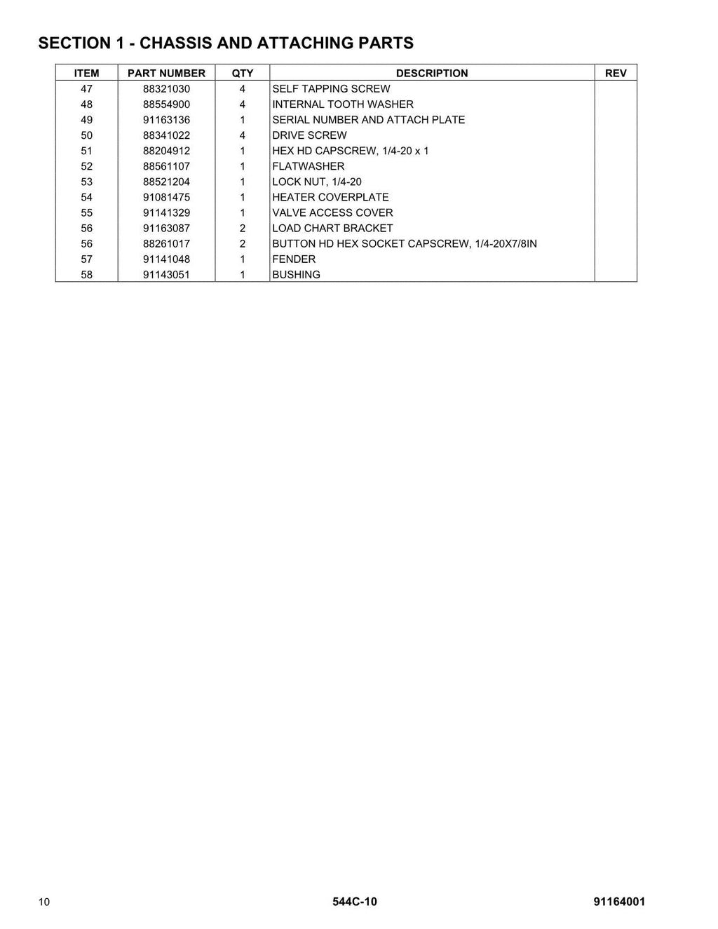 GRADALL JLG 544C-10 Telehandler Parts Catalog Manual