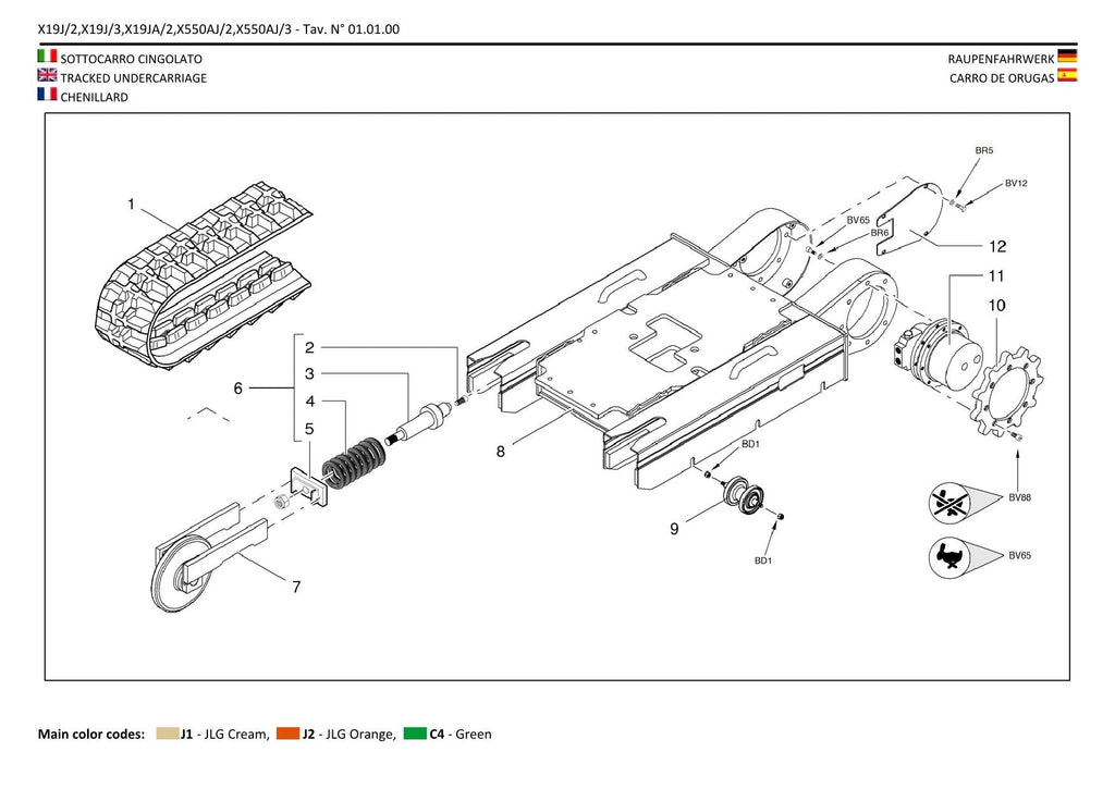 Manual del catálogo de piezas de la pluma sobre orugas compacta JLG GEN 2 y 3 X19J GEN 2 X19JA