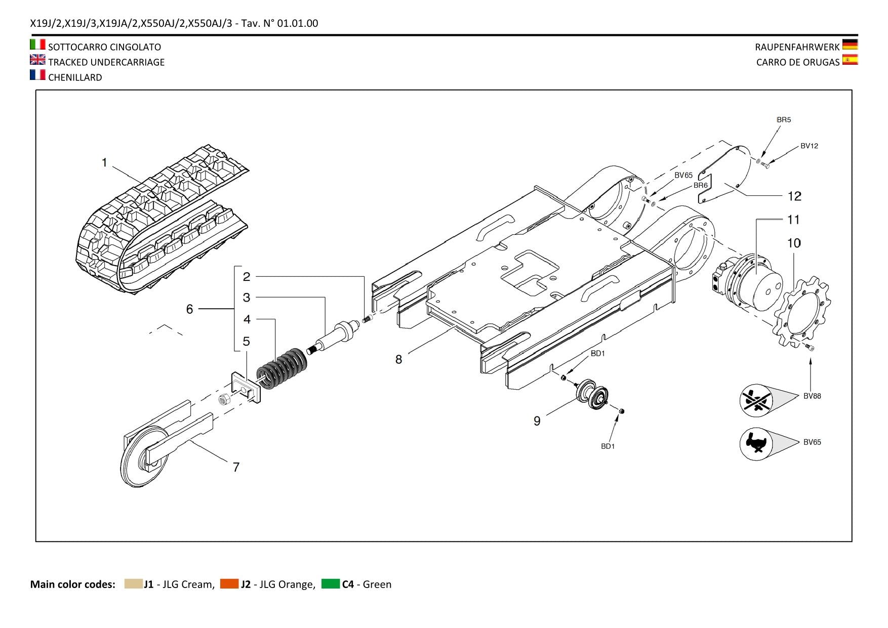 Manual del catálogo de piezas de la pluma sobre orugas compacta JLG GEN 2 y 3 X19J GEN 2 X19JA