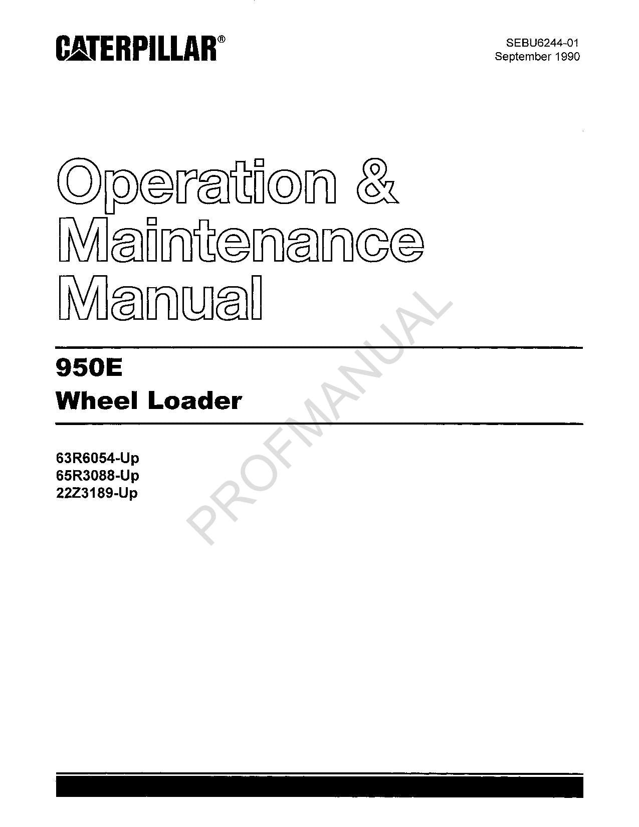 Manual de mantenimiento del operador de la cargadora de ruedas Caterpillar 950E