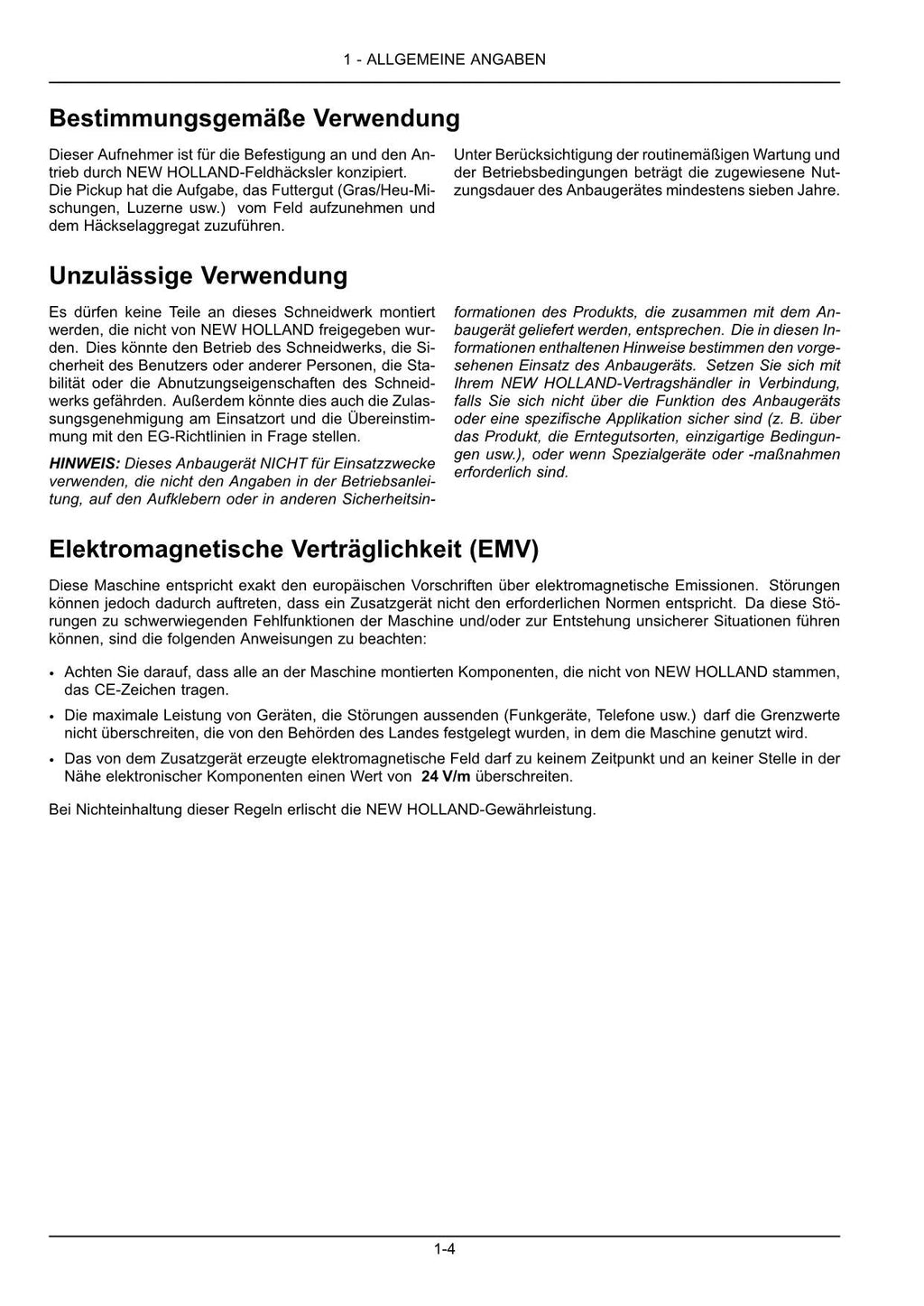 New Holland UltraFeed 3.0 3.5 4.0 Schneidwerk Betriebsanleitung