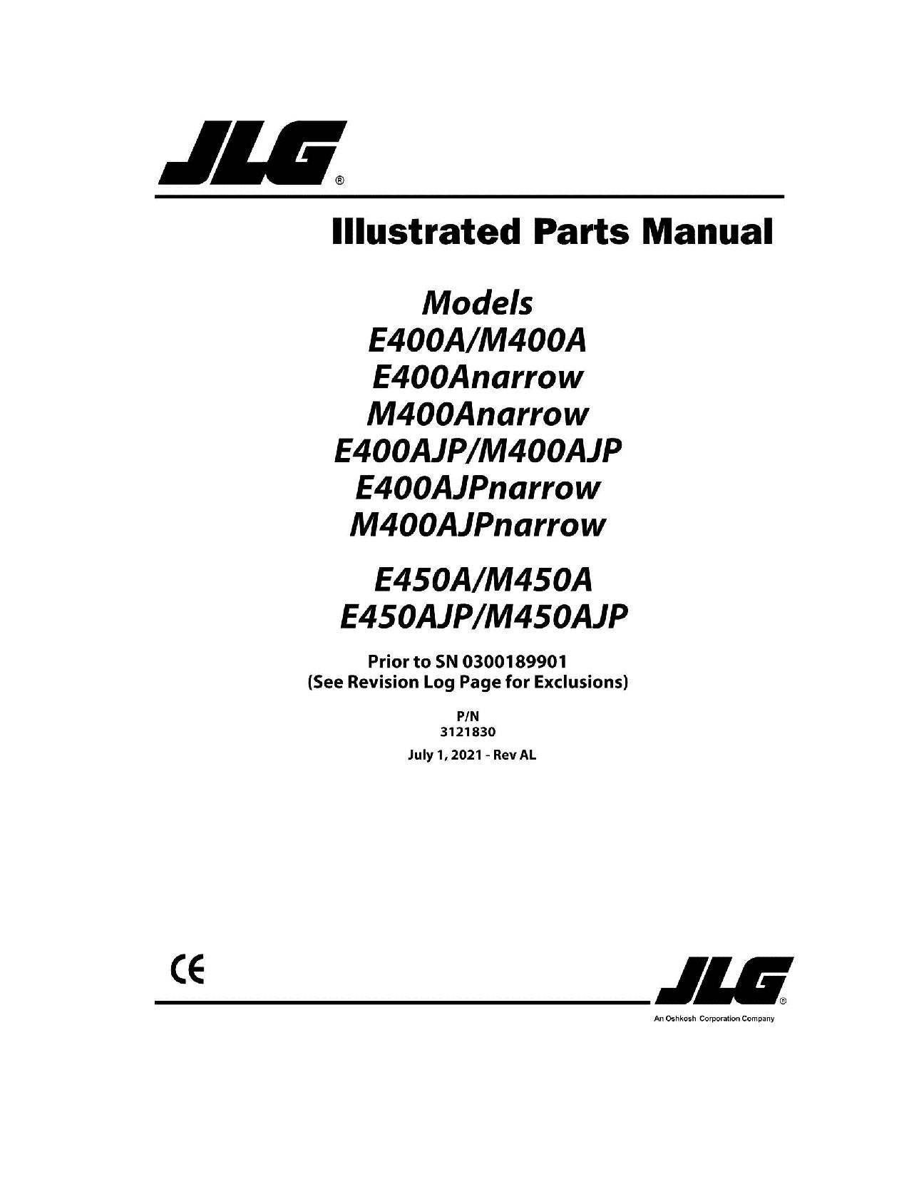 Manual del catálogo de piezas de plataformas elevadoras JLG E450AJ M400A M400AJP estrechas M450A M450AJ