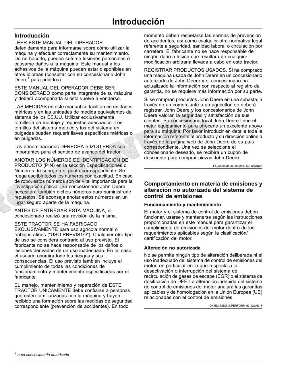 John Deere s 6M 145 - 185 MW 6MH 155 MW Tractor Manual del Operador MY2025