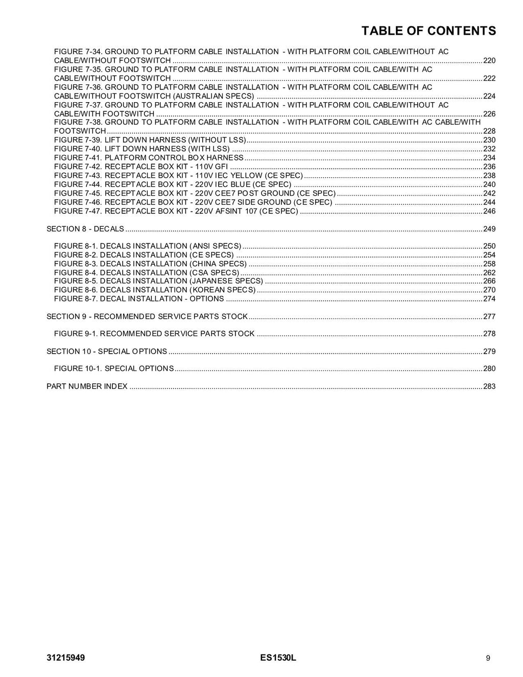 Manual del catálogo de piezas del elevador de tijera JLG ES1530L 31215949