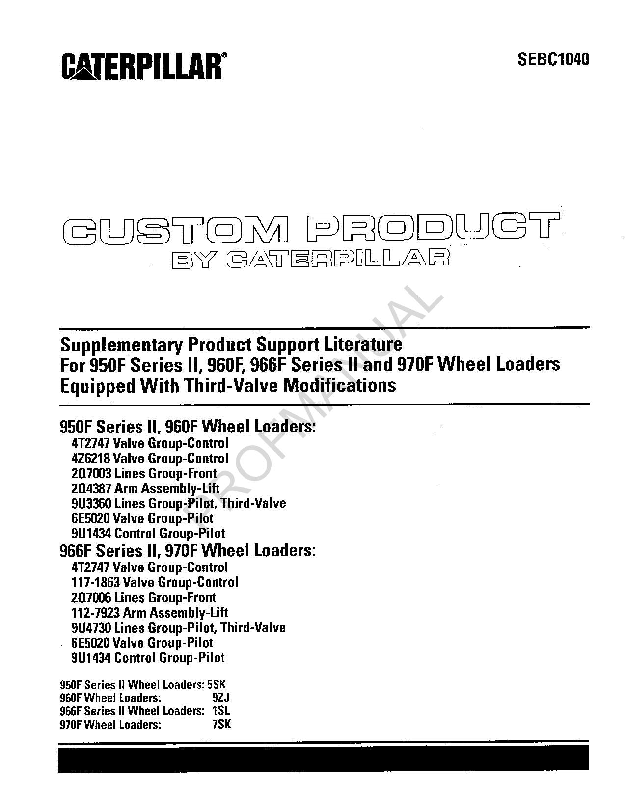 Catálogo de piezas del cargador Caterpillar Suppl 950F Ser 2 960F 966F Ser 2 970F