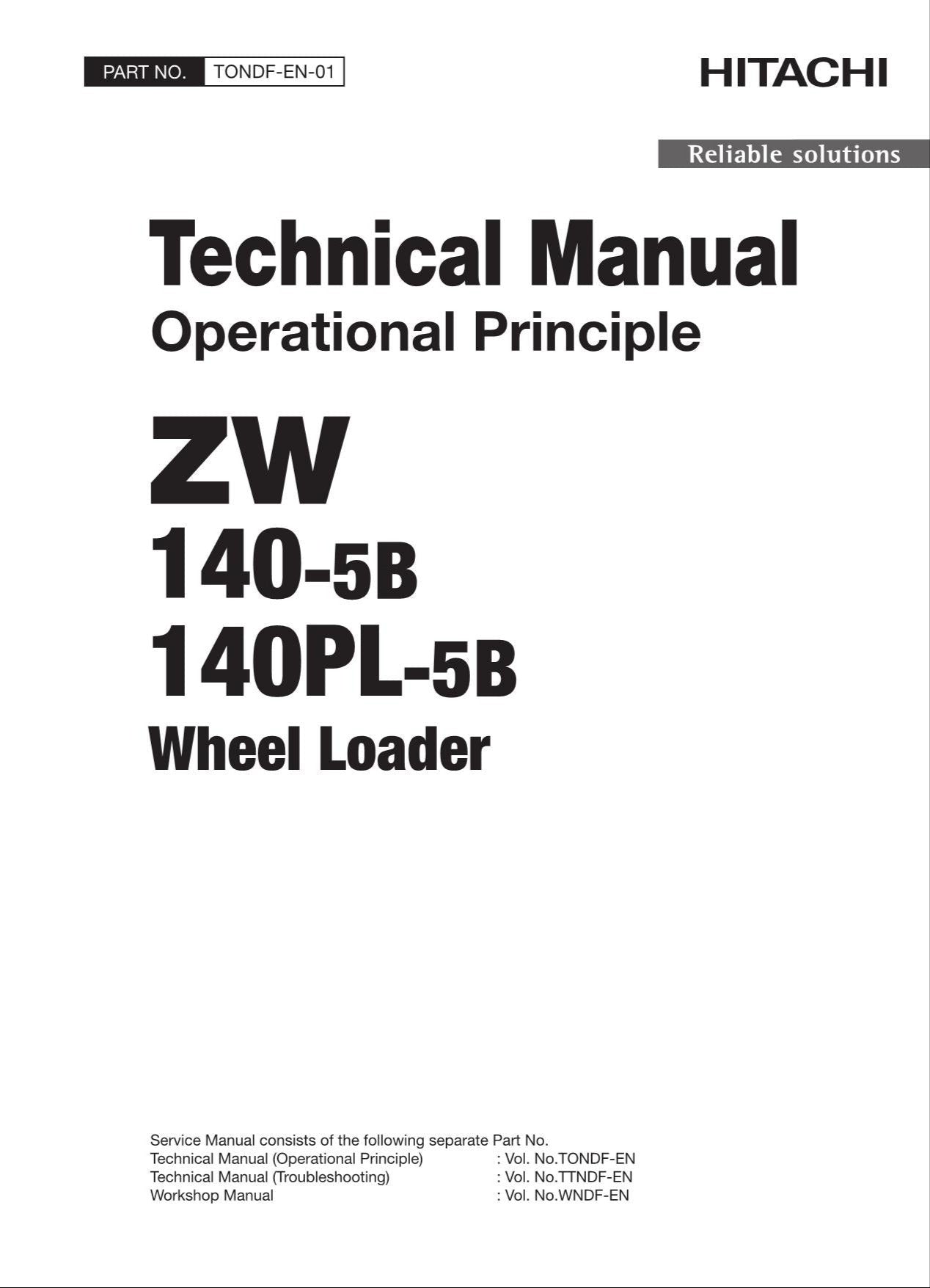 Hitachi ZW140-5B ZW140PL-5B Wheel Loader Technical Manual Operational Principle