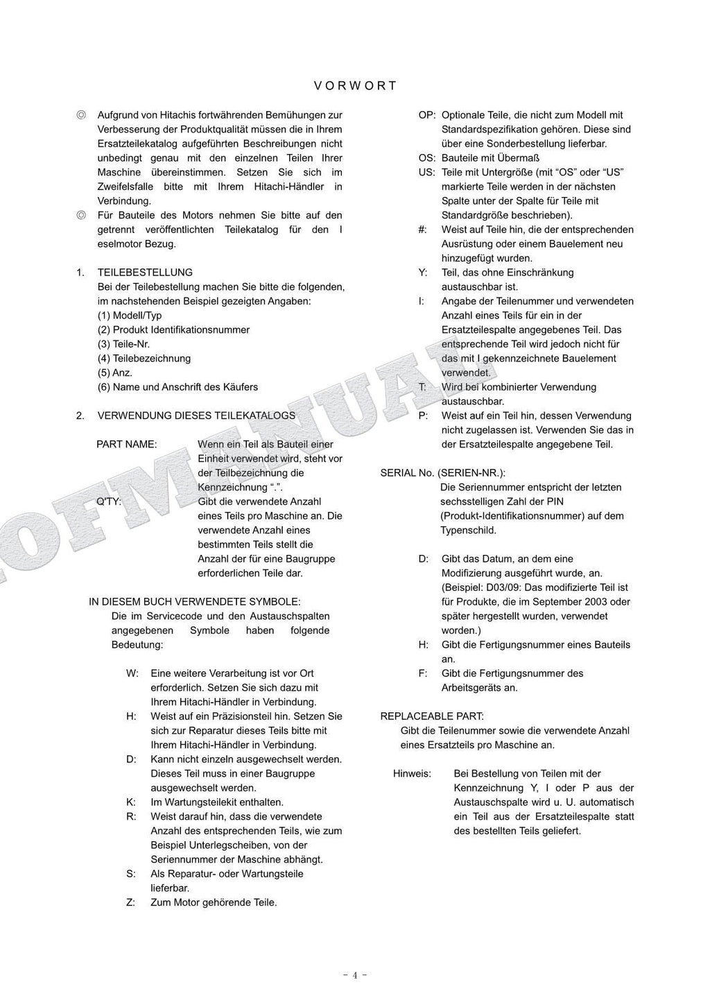HITACHI ZAXIS ZX60USB-3 ZX60USB-3F Excavator Parts Catalog Manual