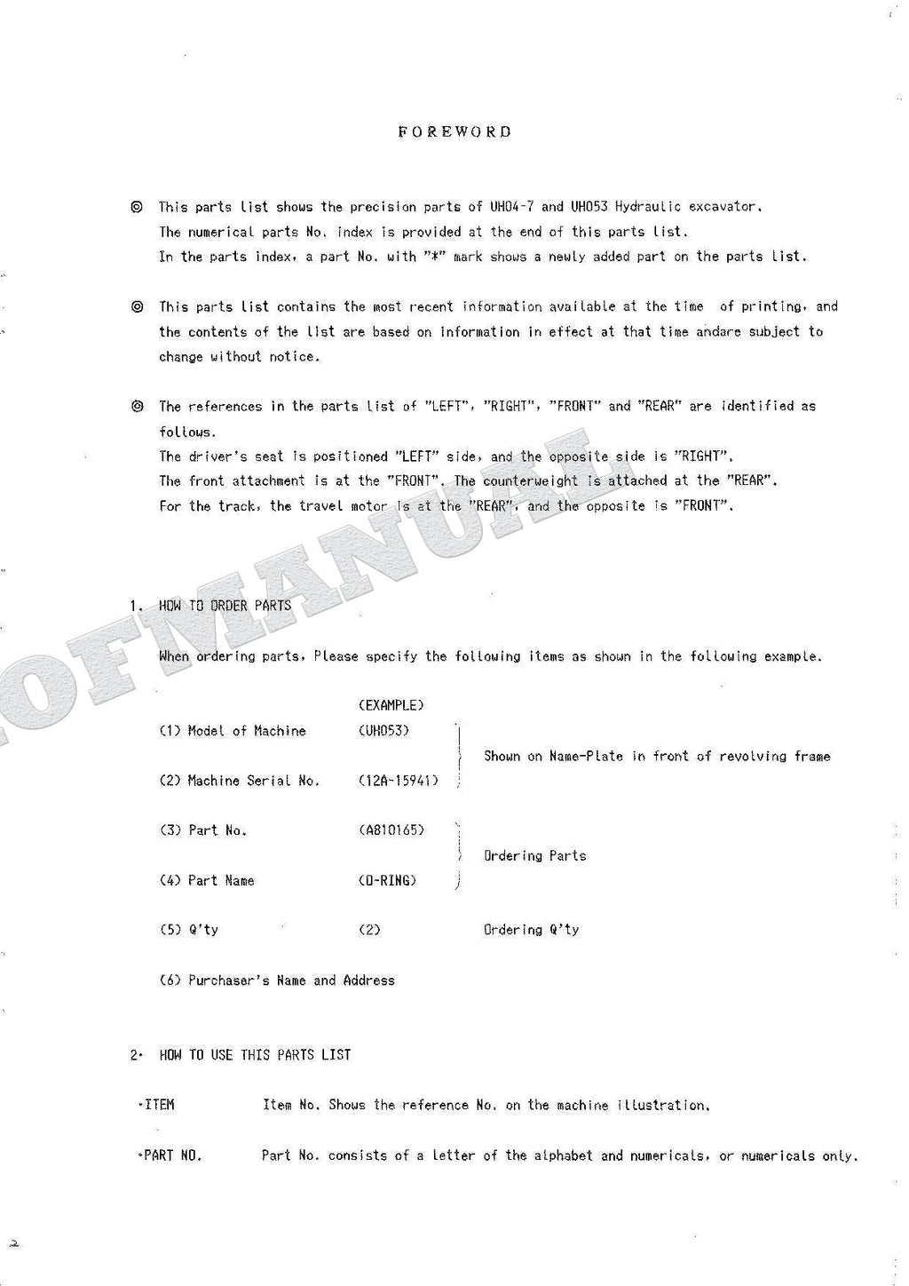 HITACHI UH04-7 UH053 Equip Component Excavator Parts Catalog Manual P12A-E1-3