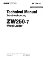 Hitachi ZW250-7 Wheel Loader Technical Manual Troubleshooting +Schematics