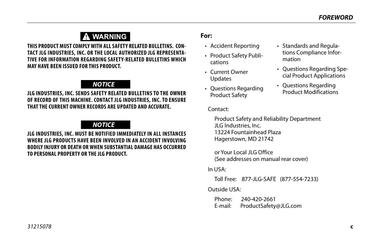 JLG 330LRT 430LRT Scissor Lift Maintenance Operation Operators Manual 31215078