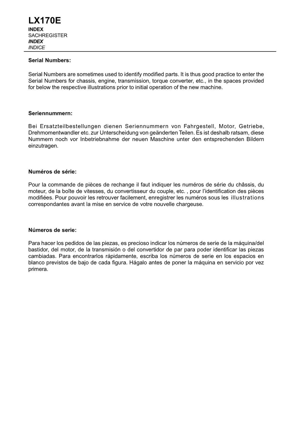 Hitachi LX170E Wheel Loader Parts Catalog Manual SN 384F1001-up